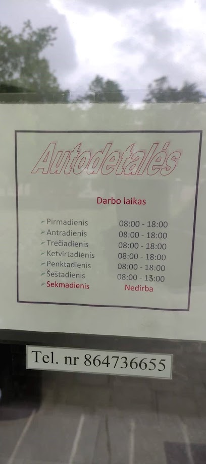 Autodetaliu parduotuve mieste Skuodas